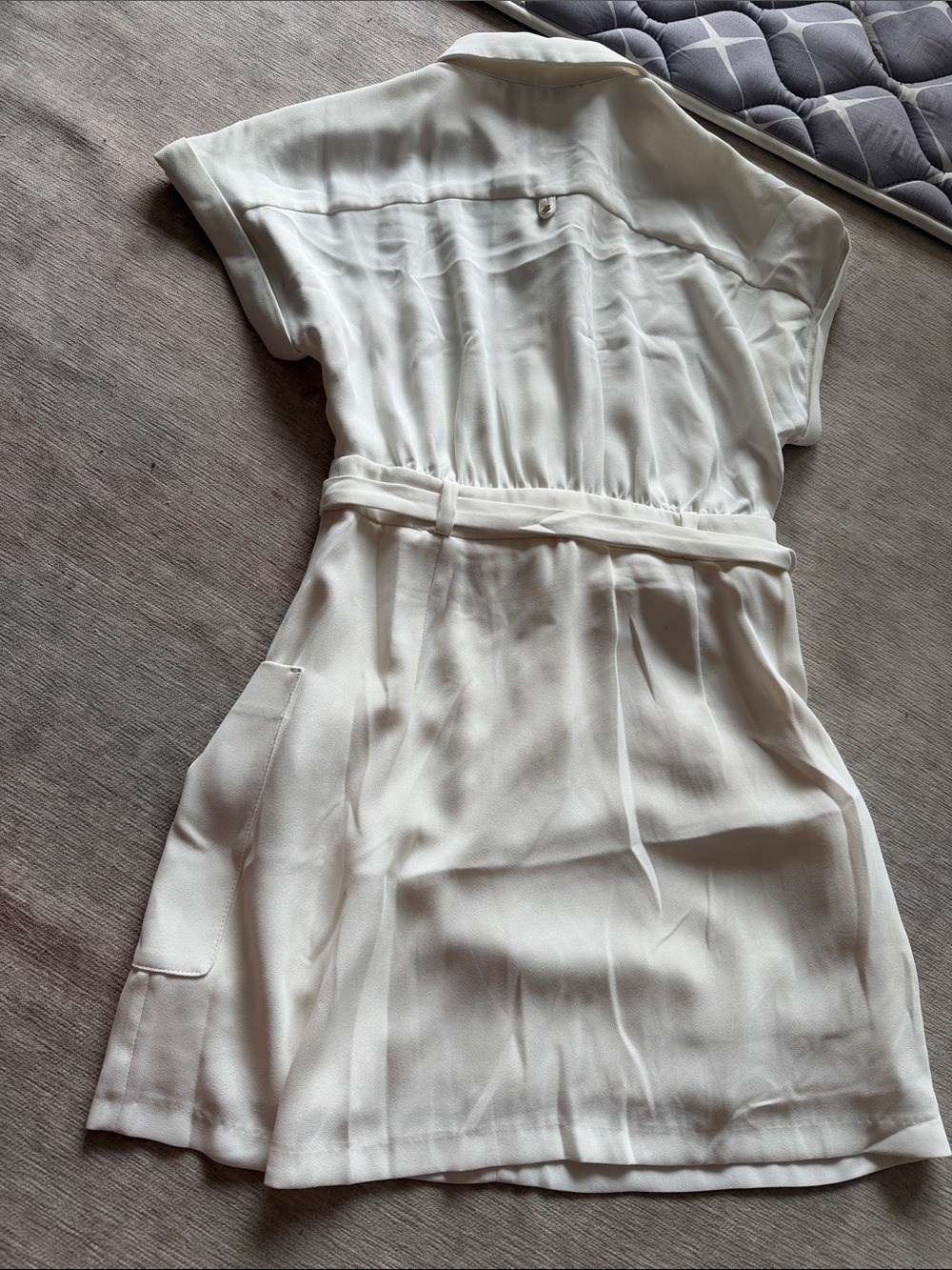 Zara Cream Belted Mini Dress Small - Picture 7 of 11